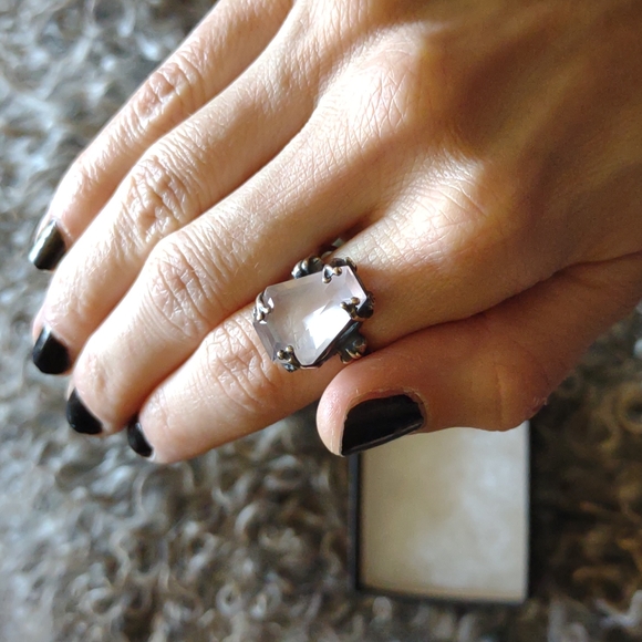 Bloodmilk Ghost Rose Quartz Medium Easeful Death Coffin Ring - Picture 3 of 7